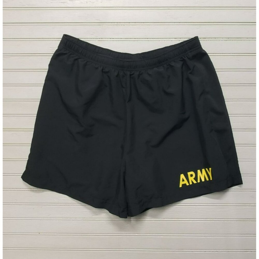 US ARMY Physical Fitness PT Shorts Uniform, Medium, Black Polyester, Boxer Lined